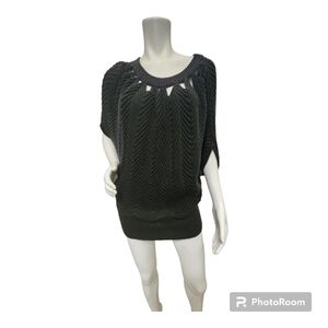 Lane Bryant Black Metallic Thread Short Sleeve Sparkly Sweater Size 14/16